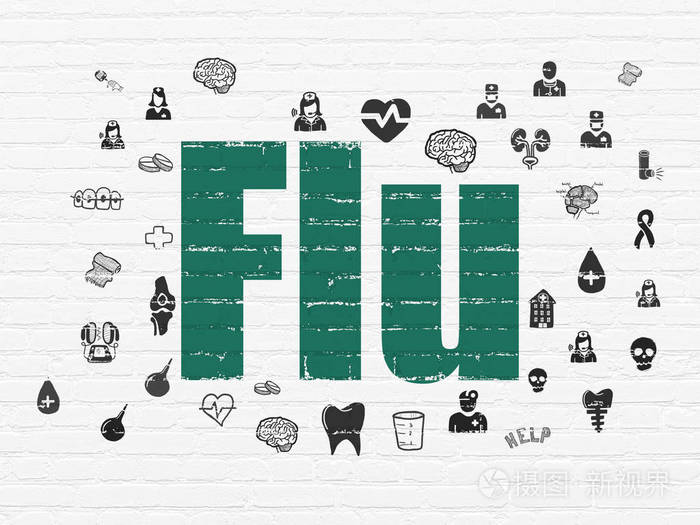 卫生保健的概念︰ 在背景墙上流感