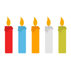一组彩色蜡烛矢量插图