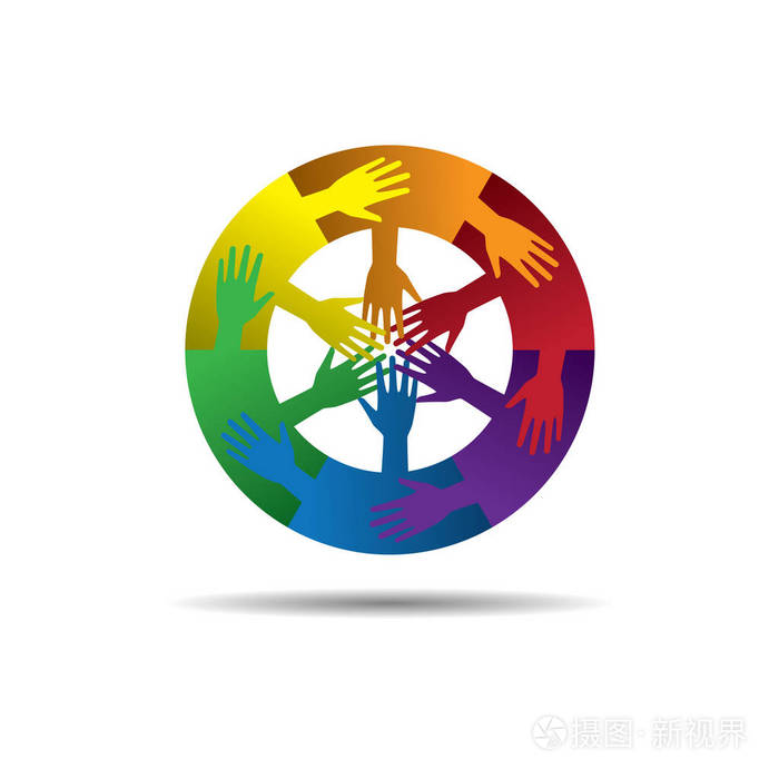 六个组织合作联合五颜六色的图标标志.