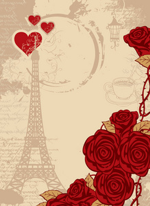背景与埃菲尔铁塔, 心脏和玫瑰