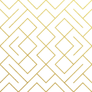 金色的抽象几何图案背景与金色闪光的纹理。矢量无缝图案或菱形和金属线节点的豪华金色华丽背景白色设计模板