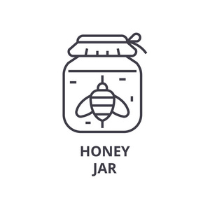 蜂蜜罐线图标, 轮廓符号, 线性符号, 矢量, 平面图