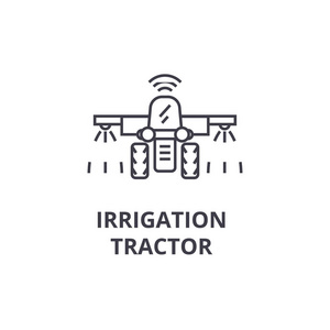 灌溉拖拉机线图标, 轮廓符号, 线性符号, 矢量, 平面图