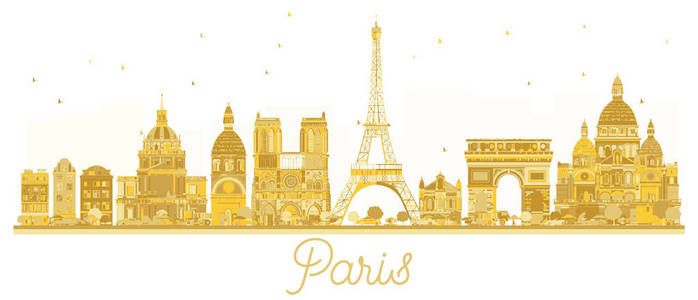 巴黎城市地平线金色剪影