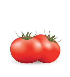 在白色背景上的两个西红柿