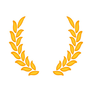 金子月桂树花圈优胜者的标志。麦穗图标