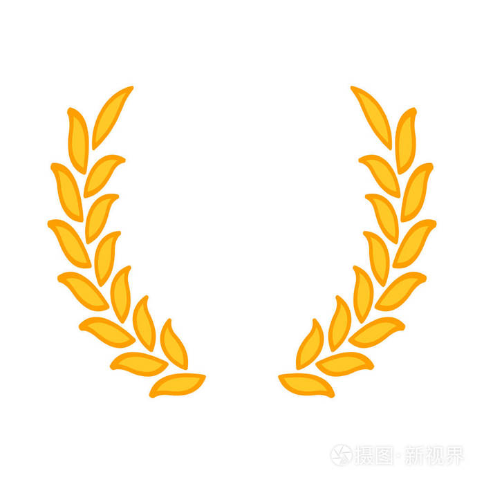 金子月桂树花圈-优胜者的标志.麦穗图标