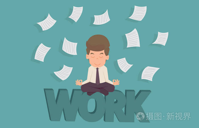商人在工作中平静地沉思. 商业 succ 卡通
