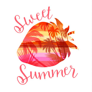 热带海滩夏天印刷品以口号为 tshirts海报卡片和其他用途