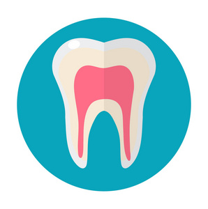 健康的白牙。图标平面样式。牙科, 牙医概念。在白色背景上隔离。矢量插图