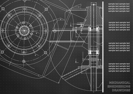 机械工程图纸。 矢量工程绘图。 黑色的。 要点