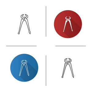 s end cutting pliers icon. Flat design, linear and color styles.