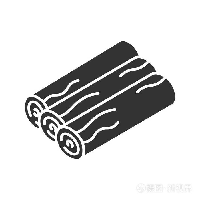 三个木头原木字形图标剪影符号篝火木负空间矢量孤立插图