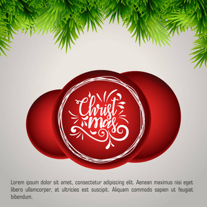 圣诞节背景与冷杉分支和红色球与装饰