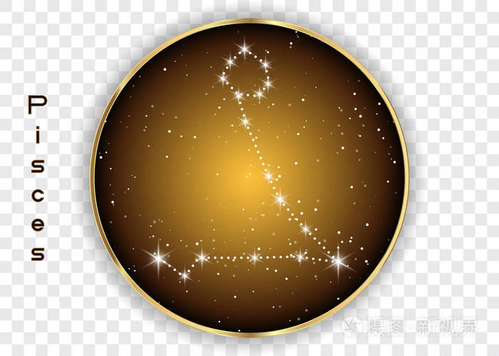 双鱼星座标志在美丽的星空与银河和空间后面.