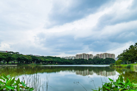 美丽的湖景榜公园在新加坡与蓝天