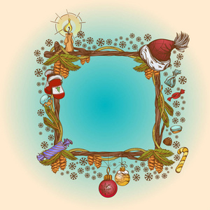 姜饼人 蓝色 季节 圣诞树 蜡烛 轮廓图的绘制