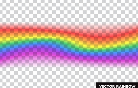 透明彩虹。 矢量图。 透明背景下的现实Raibow。