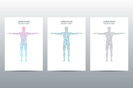 封面或海报设计与人体, 科技概念, 矢量插图