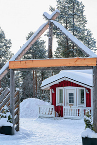 罗瓦涅米芬兰拉普兰冬季驯鹿农场的房子