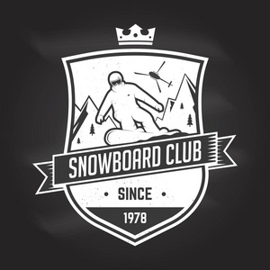 滑雪板俱乐部矢量插图