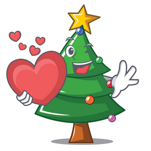 与心脏圣诞树字符卡通图片