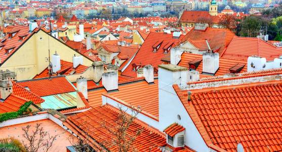 布拉格的老红屋顶