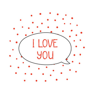 情人节浪漫的刻字卡，手绘可爱，我爱你，语音气球引用