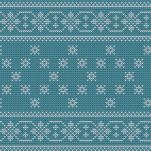 无缝圣诞北欧针织矢量图案带白色装饰饰边