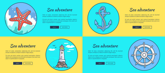 海洋探险模板彩色矢量网页横幅图片
