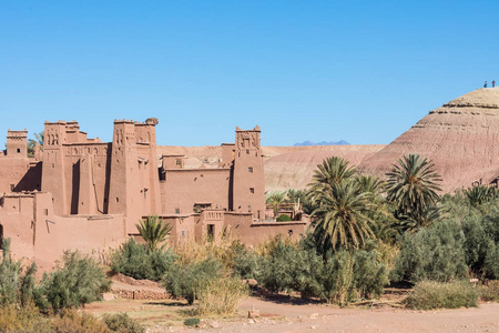 Morocc 瓦尔扎扎特城附近的 Haddou 城堡全景