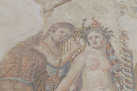 古希腊文明地板上的古马赛克图片