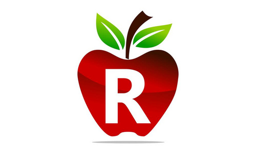 苹果字母 R 标志设计模板向量