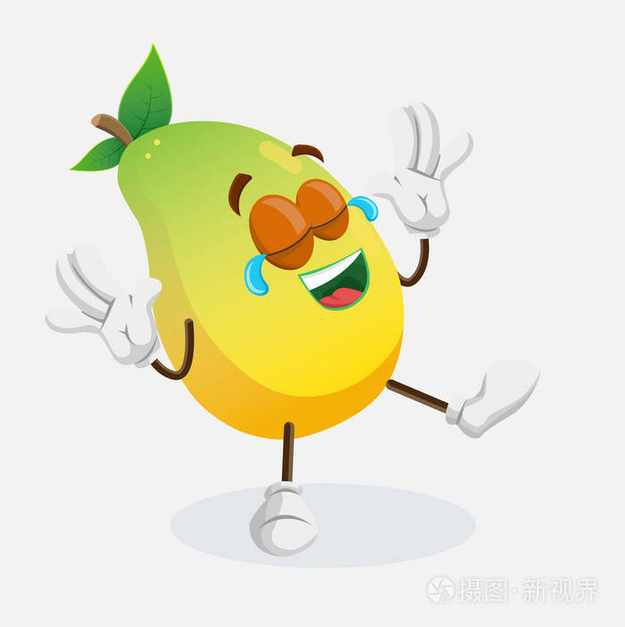 芒果标志吉祥物快乐姿势,平面设计风格,您的标志或吉祥物品牌
