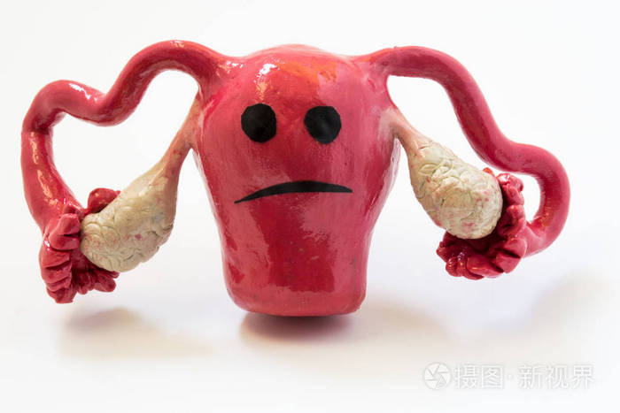 概念照片不快乐悲伤子宫和卵巢有疾病或紊乱子宫的身影带着悲伤的微笑