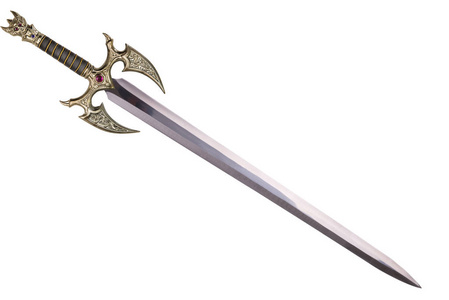 剑由白色背景上隔离的对角线处理。