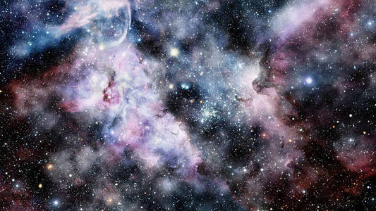 深空星云闪耀着神秘的宇宙。 由美国宇航局提供的这幅图像的元素