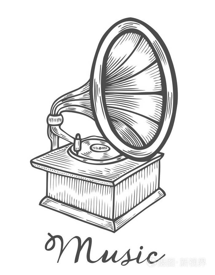 手画的留声机插画-正版商用图片10pjrp-摄图新视界