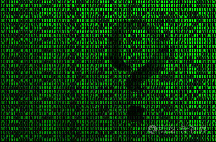 由亮绿色数字生成的二进制代码的图像,通过该图像可以