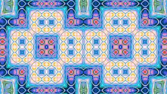 独特的曼陀罗东方圆形图案神秘主题抽象异国背景。 奇妙的分形设计，五颜六色的数字艺术，闪耀几何纹理。