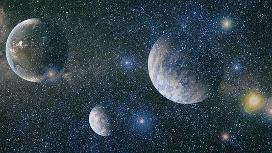自由空间中行星和星系的恒星。 这幅图像的元素由美国宇航局提供。