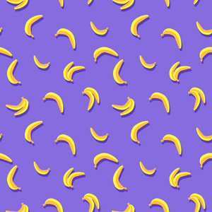 无缝紫色图案与黄色香蕉