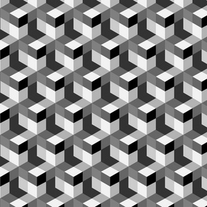 无缝抽象立方体图案。 彩色设计几何三维矢量壁纸立方体图案背景。