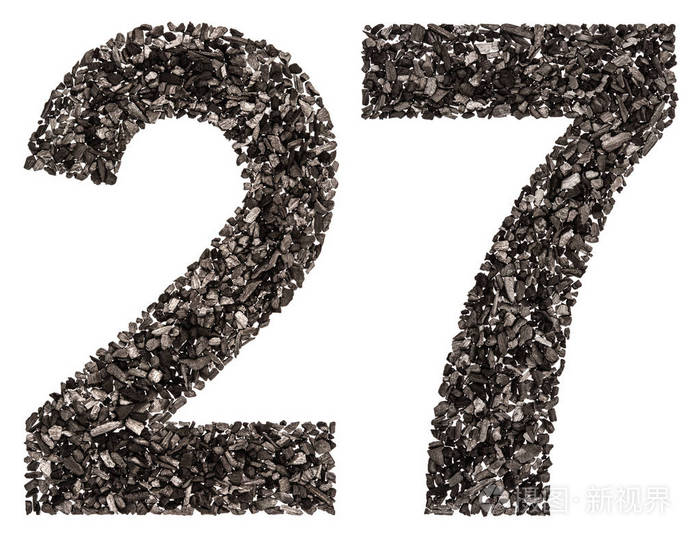阿拉伯数字 27, 二十七, 从黑色的天然木炭