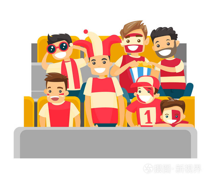 体育场的白种人运动支持者人群插画-正版商用图片10rj27-摄图新视界