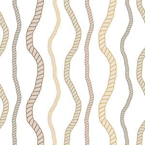 无缝海绳图案矢量。 无尽的海军插图与环线装饰。 海军简单的最小海洋绳索无尽的设计。 可用于织物壁纸包装网和打印。