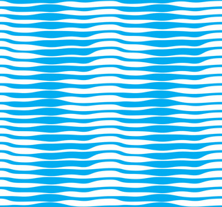 海洋矢量无缝图案与程式化的蓝波曲线抽象重复平铺背景。 水波抽象设计。