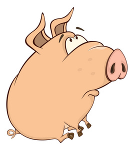 可爱猪的矢量插图。 卡通人物