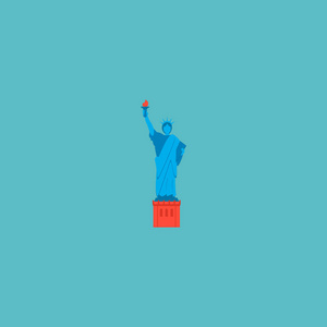 图标平面自由女神像。矢量插图平面美国隔离在干净的背景。可以用作雕像自由和美国符号