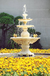喷泉在庭院里的装饰